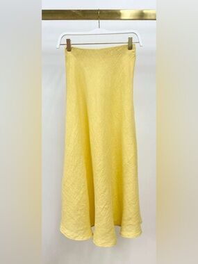 (113002-CIT) SOLID LINEN MIDI SKIRT